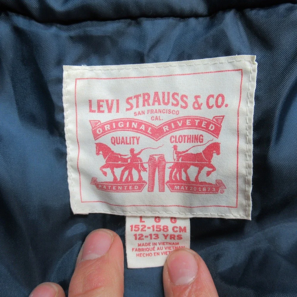 Levis Jacket‎ Youth Large 12-13 Yrs Blue Red THICK Winter Hood Insulated Puffer